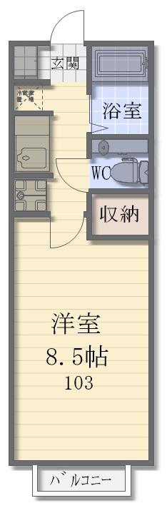 京成松戸線 前原駅 徒歩7分 2階建 築20年(1K/1階)の間取り写真