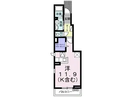 インフィニティ(ワンルーム/1階)の間取り写真