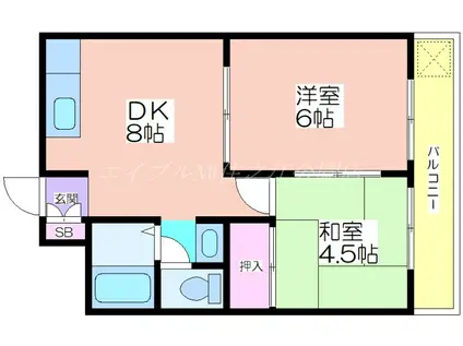 グラシオコハマ(2DK/1階)の間取り写真
