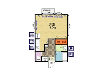 メゾンほととぎす(ワンルーム/2階)の間取り写真