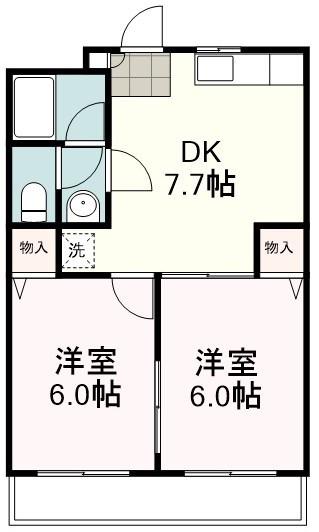 パレオ8番館(2DK/2階)の間取り写真