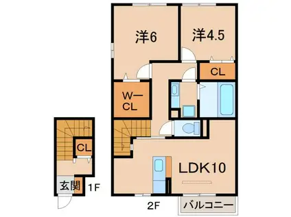 D-ROOM YAMATO(2LDK/2階)の間取り写真