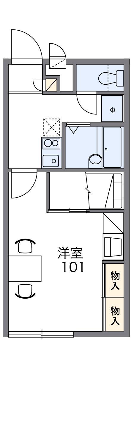 レオパレス忠臣蔵(1K/2階)の間取り写真