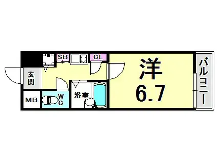 ロイヤルヒル神戸三ノ宮II(1K/6階)の間取り写真