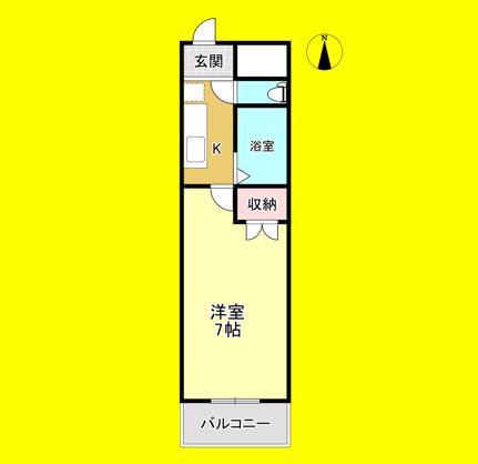 クレールたつた(1K/10階)の間取り写真