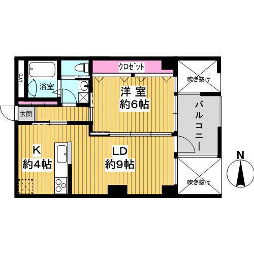 アベビル(1LDK/3階)の間取り写真