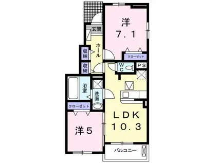 スプリーム・レジデンス I(2LDK/1階)の間取り写真