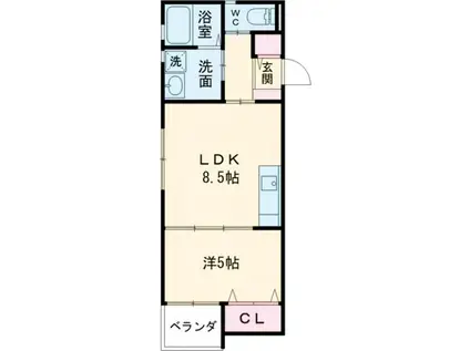 T-REGNO羽犬塚(1LDK/3階)の間取り写真
