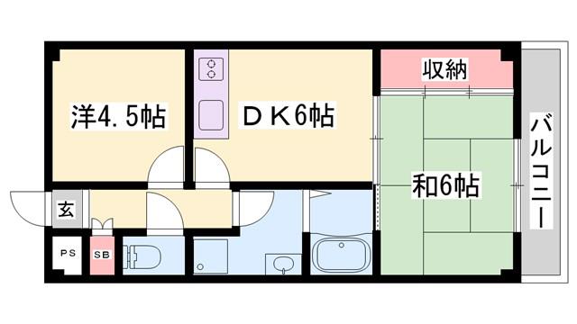 クリスタル西庄(2DK/2階)の間取り写真