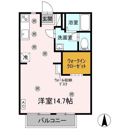 リッツハウス古川(ワンルーム/2階)の間取り写真