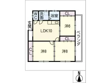 小栗ビル(3LDK/3階)の間取り写真