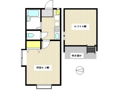 パールハイム伍番館(ワンルーム/2階)の間取り写真