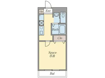 オリフィスコート(1K/2階)の間取り写真