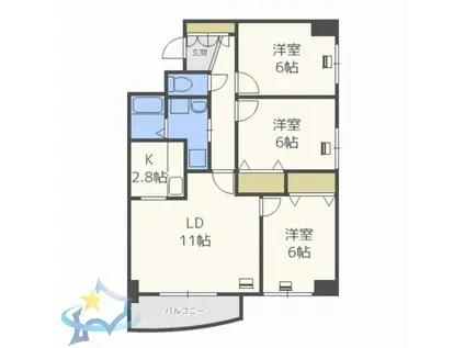 プレシード円山(3LDK/5階)の間取り写真