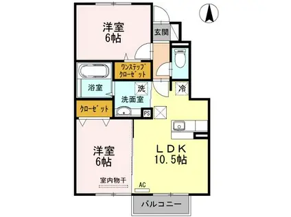 CLOVER TEA-KH(2LDK/1階)の間取り写真