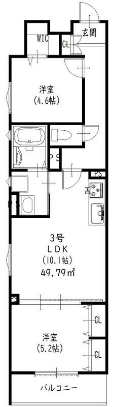 クリエオーレ田辺(2LDK/2階)の間取り写真