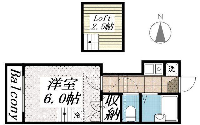 甲府第2レジデンス(1K/2階)の間取り写真