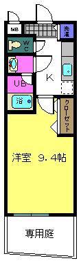 ティエラハウス西小二里(1K/1階)の間取り写真