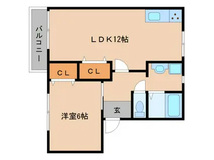エクセル青垣C棟(1LDK/2階)の間取り写真