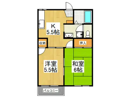 ニューヒルズ(2DK/2階)の間取り写真