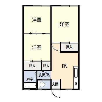 第2鶴田アパート(3DK/2階)の間取り写真