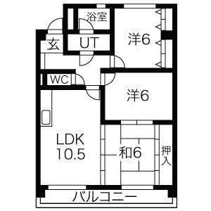 メゾン志水(3LDK/3階)の間取り写真