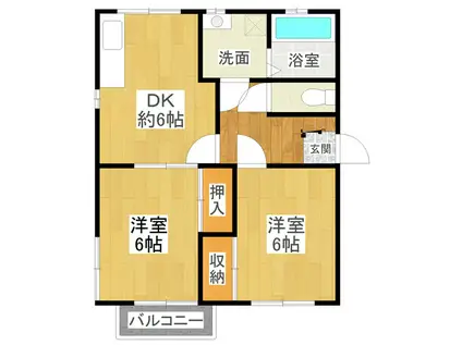 ファミール(2DK/1階)の間取り写真