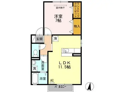 コーポラス羽屋B(1LDK/2階)の間取り写真