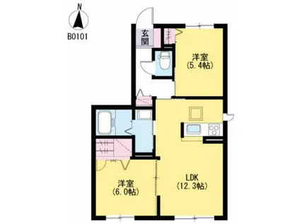 シャーメゾン ナポリB(2LDK/1階)の間取り写真