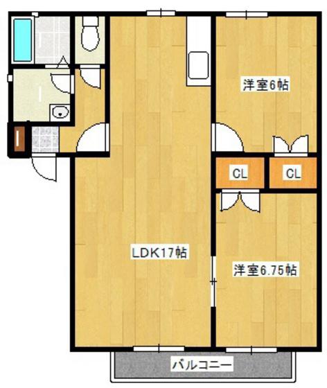 ベルデ高石 A棟(2LDK/2階)の間取り写真
