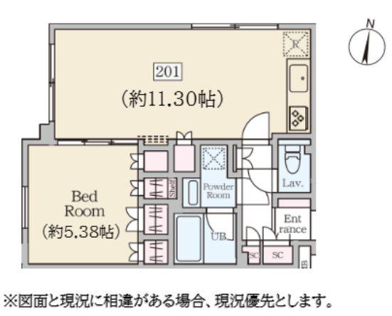 REVERESIDENCE初台(1LDK/B1階)の間取り写真