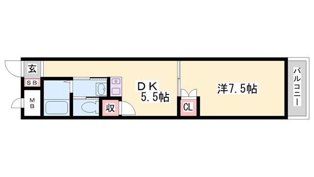 メゾンソレイユ(1DK/2階)の間取り写真
