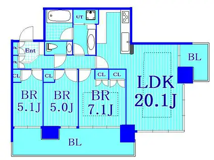 M.M.タワーズ ザ・イースト(3LDK/17階)の間取り写真