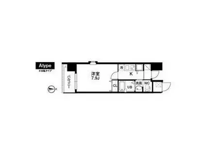 クラウンハイム北心斎橋フラワーコート(1K/4階)の間取り写真