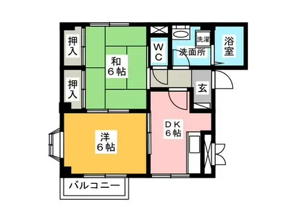 スターガーデン力長(2DK/1階)の間取り写真