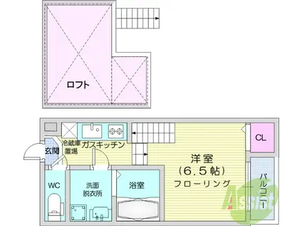 KMDハウス(1K/2階)の間取り写真