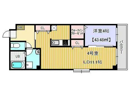 ELIZABETH(1LDK/2階)の間取り写真