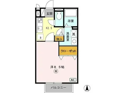 フローラ山ノ下(1K/2階)の間取り写真