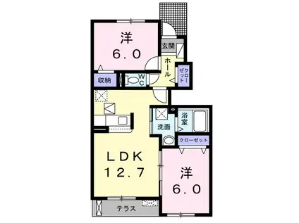 シェーヌII(2LDK/1階)の間取り写真