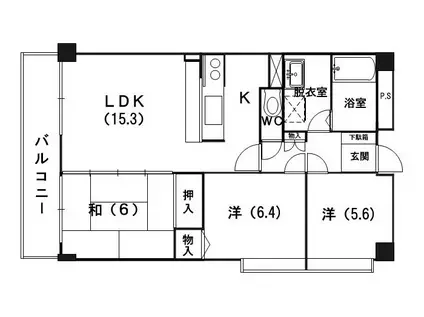 サンスクエア21(3LDK/3階)の間取り写真