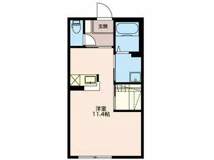 メゾン鬼越(ワンルーム/1階)の間取り写真