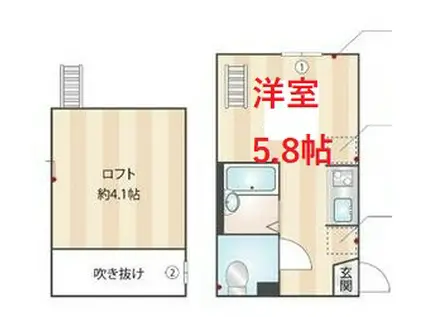 インベスト中延III(ワンルーム/1階)の間取り写真