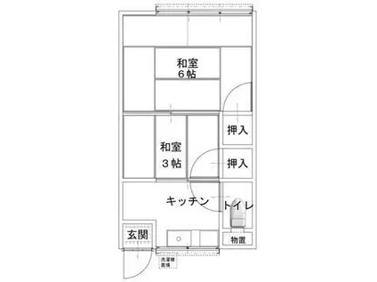 若葉荘(1DK/2階)の間取り写真
