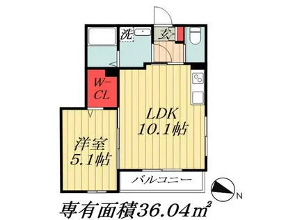 エンジュ(1LDK/1階)の間取り写真