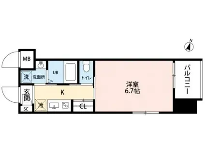 アミュゼ城野(1K/6階)の間取り写真