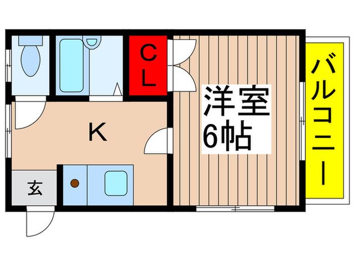 クレメントハウスA棟(1K/1階)の間取り写真