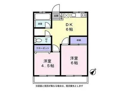 グリーンハイツ(2DK/2階)の間取り写真