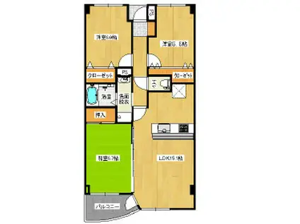 シャローム富士見(3LDK/9階)の間取り写真