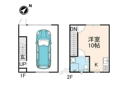 ガレージハウス上賀茂(ワンルーム/1階)の間取り写真