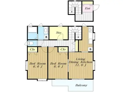 JR相模線 寒川駅 徒歩5分 2階建 築25年(2SLDK/2階)の間取り写真